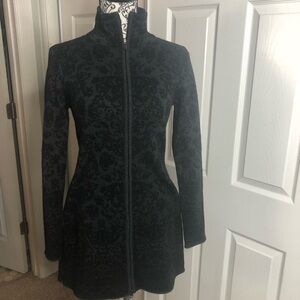 Skyr Black Gray Long Zipper Sweater S Mock Neck